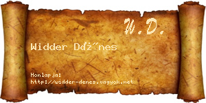 Widder Dénes névjegykártya